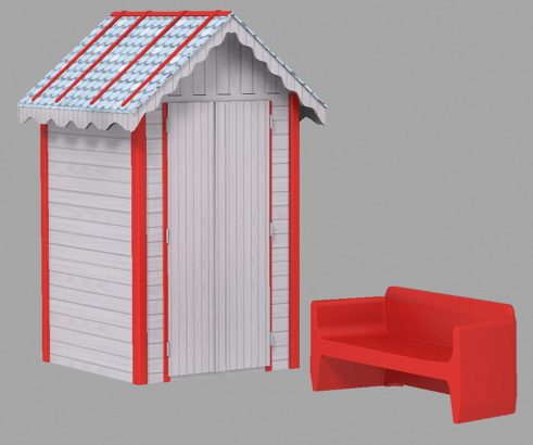 abri de jardin cabine de plage en 3d