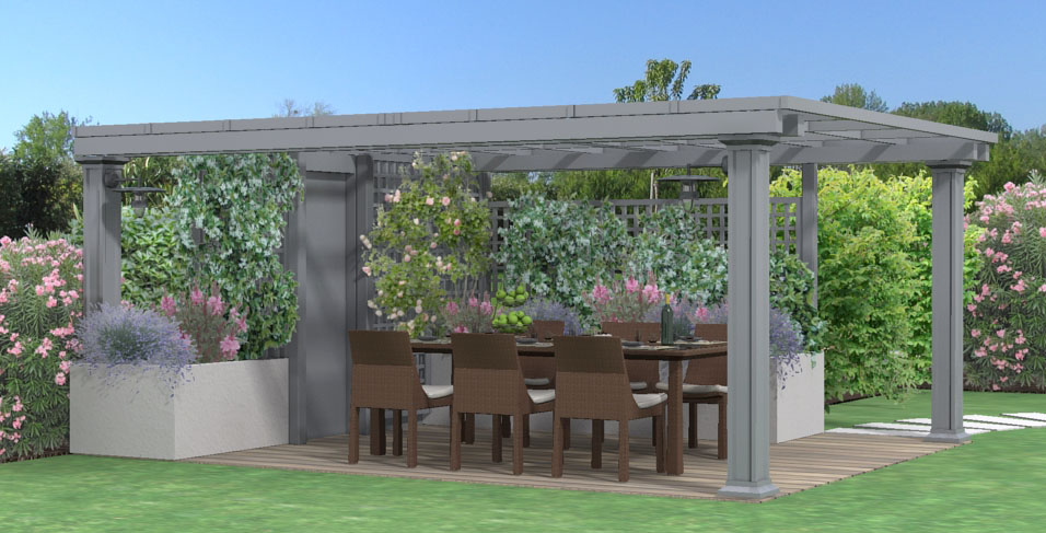 Abri intégré dans une pergola