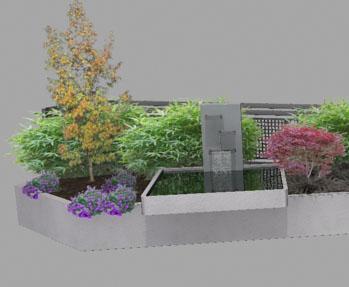 bassin de jardin intégré dans un bac