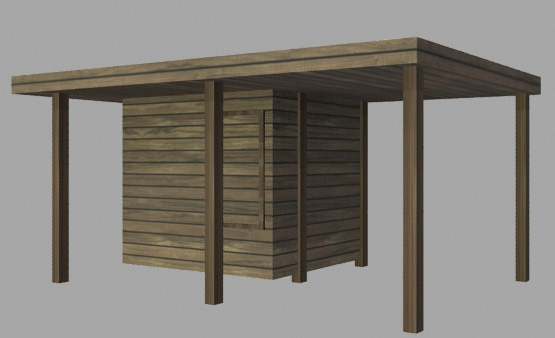 Carport dans un jardin 3d