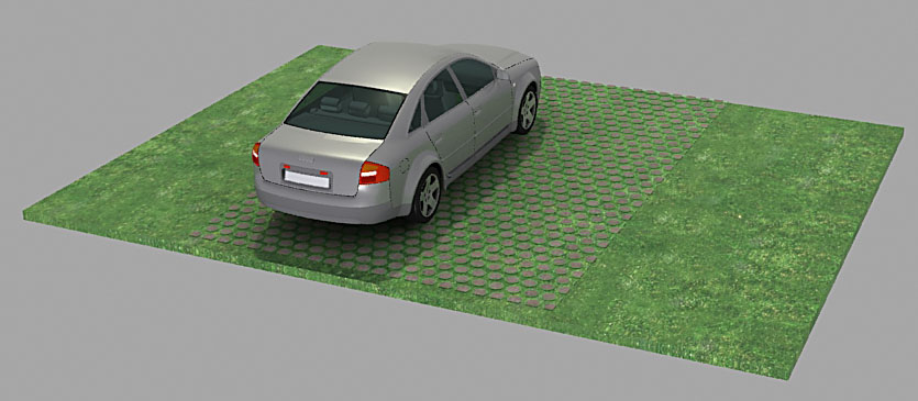 Parking sur dalles engazonnables 3d