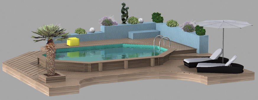 Piscine hors sol 3d