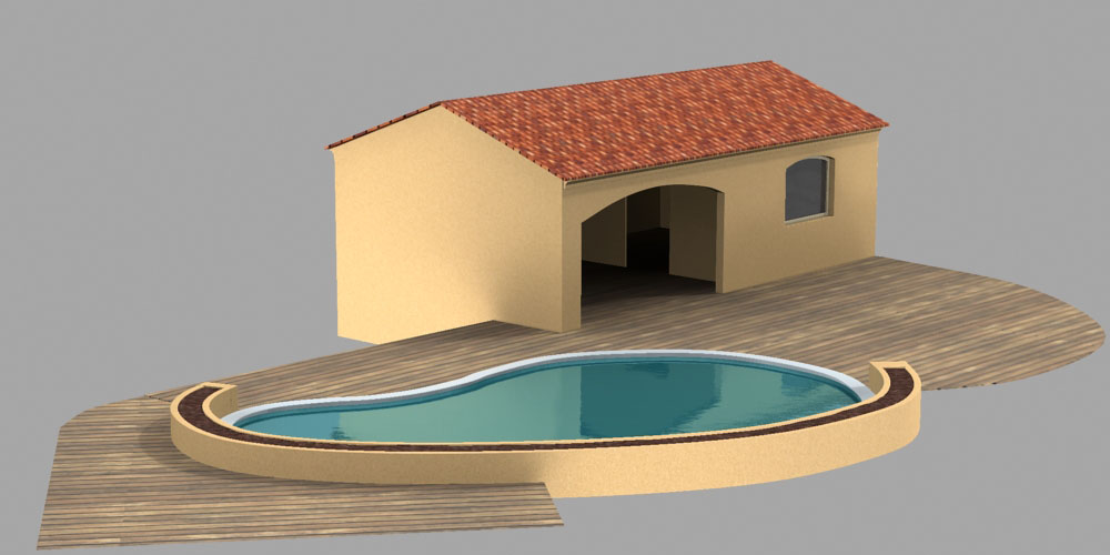 piscine tout en courbes 3d